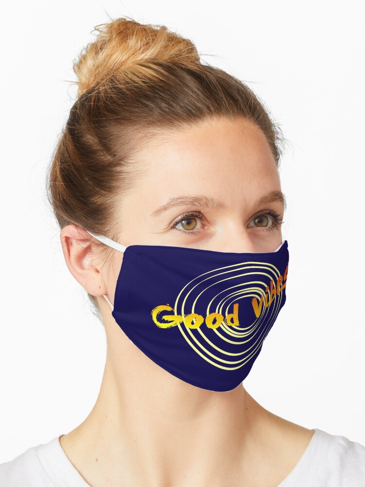 Download Good Vibes In Bright Yellow Mask By Jonshore Redbubble PSD Mockup Templates