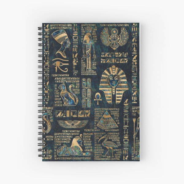 Item preview, Egyptian hieroglyphs and deities -Abalone and gold designed and sold by Nartissima.