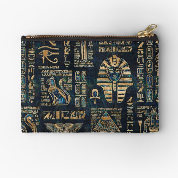 Item preview, Egyptian hieroglyphs and deities -Abalone and gold designed and sold by Nartissima.
