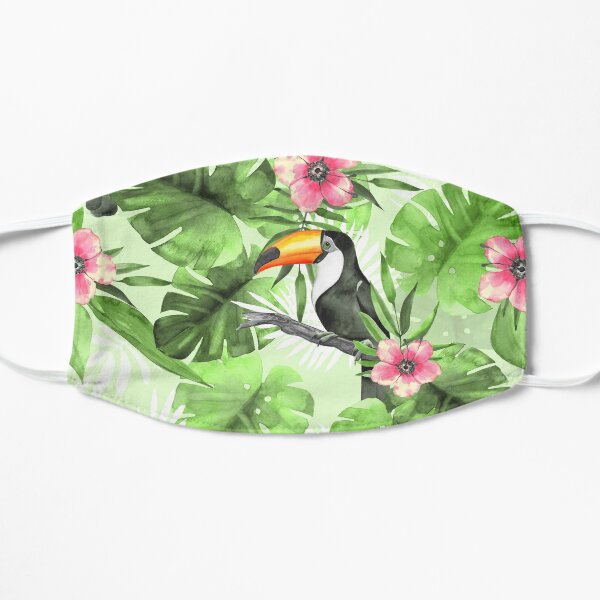 Tropical pattern with toucan Flat Mask