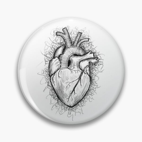 Item preview, Stylized black and white human heart designed and sold by rockovart.