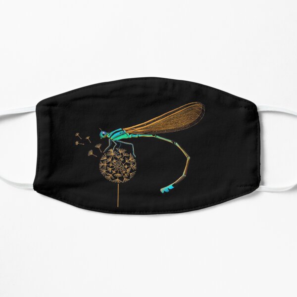 Damselfly on Dandelion Flat Mask