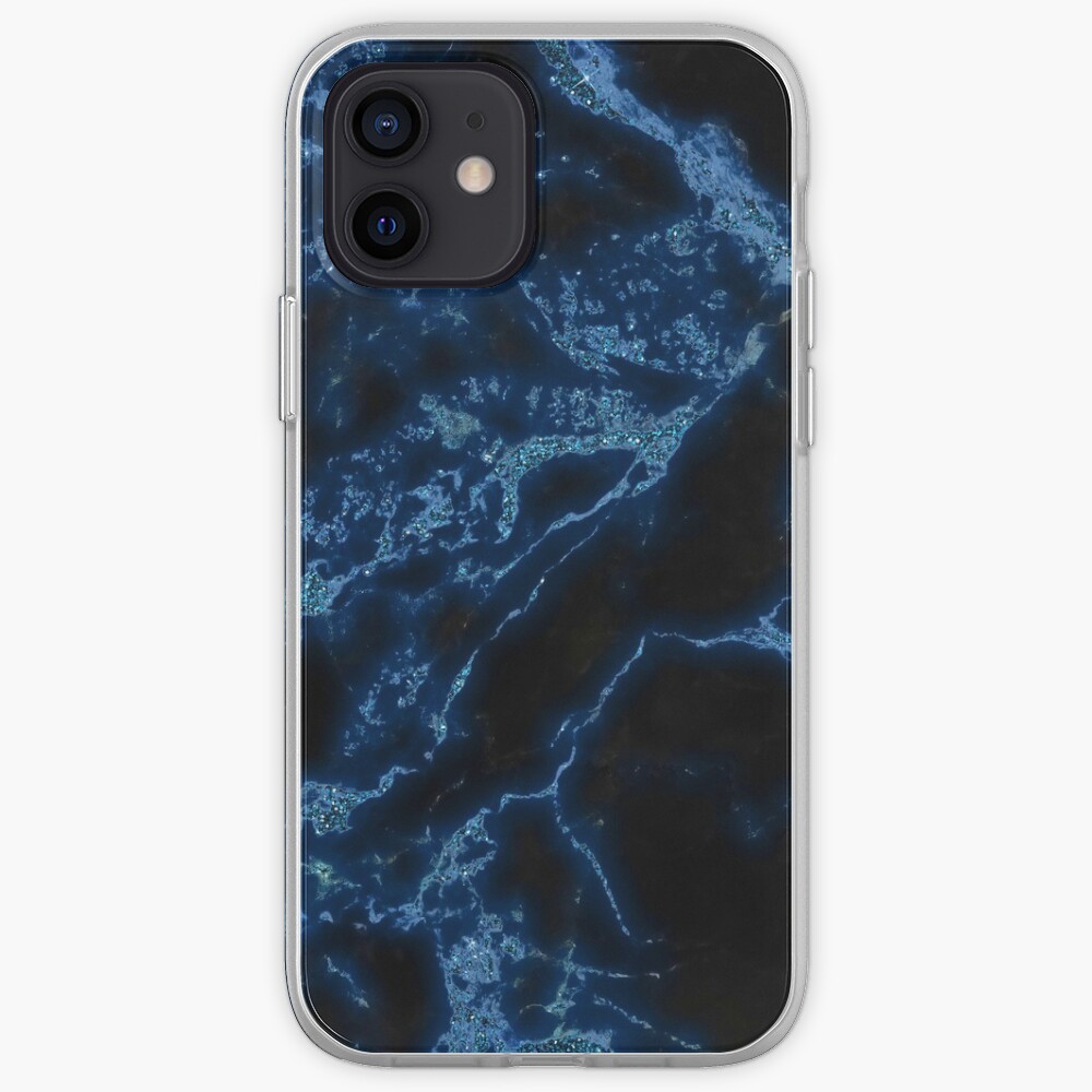 Classic Night Blue Marble with Glitter iPhone Case & Cover