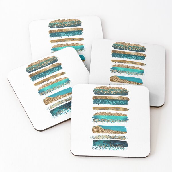Item preview, Sparkling Mermaid Gold and Faux Teal Glitter Strokes designed and sold by MysticMarble.