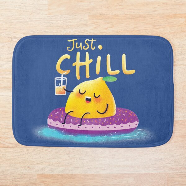Lemon chillin on the beach Bath Mat