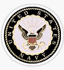 Black and White Embossed Navy Crest Sticker