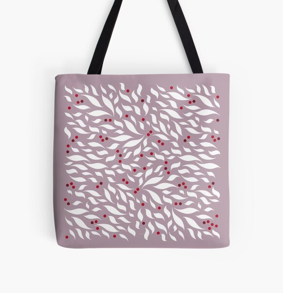 White Leaves Allover-Print Tote Bag