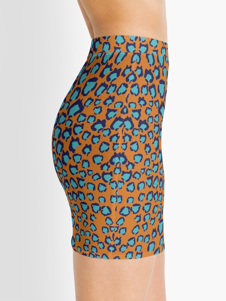 orange and blue leopard print skirt