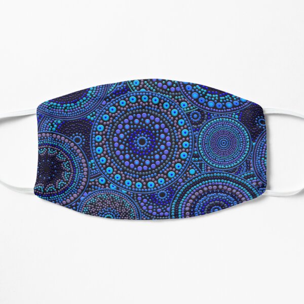 Dot Art Circles Blues Flat Mask