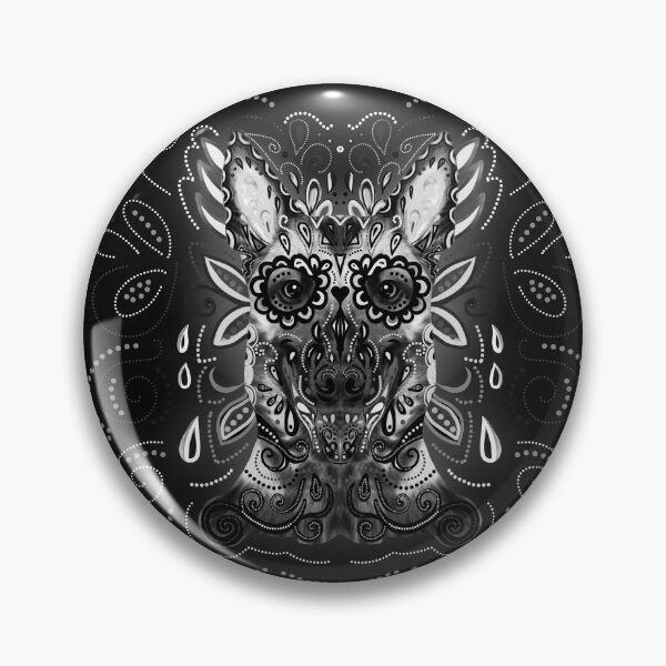 Item preview, Belgian Malinois - Sugar Skull- Grayscale designed and sold by k9printart.
