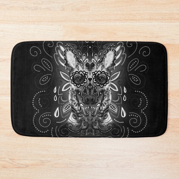 Item preview, Belgian Malinois - Sugar Skull- Grayscale designed and sold by k9printart.