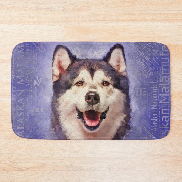 Item preview, Alaskan Malamute Portrait on word cloud designed and sold by k9printart.