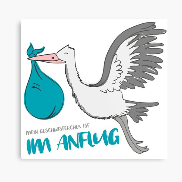 Der Storch ist im Anflug Metallbild