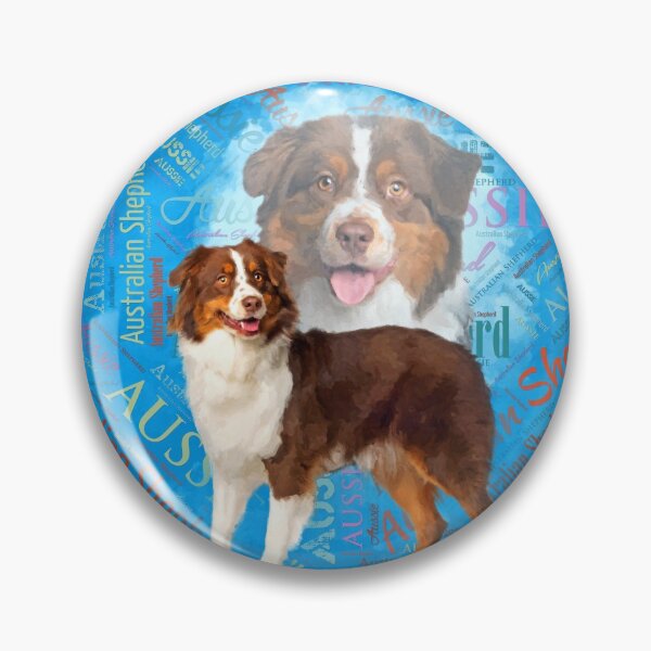 Item preview, Red Australian Shepherd dogs - Aussie  designed and sold by k9printart.