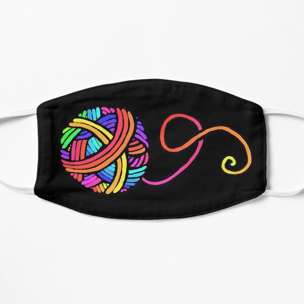 A Ball of Rainbow (on black) Flat Mask