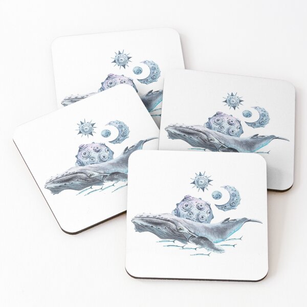 Item preview, Watercolor cosmos moon and whale designed and sold by LiliyaSavelieva.