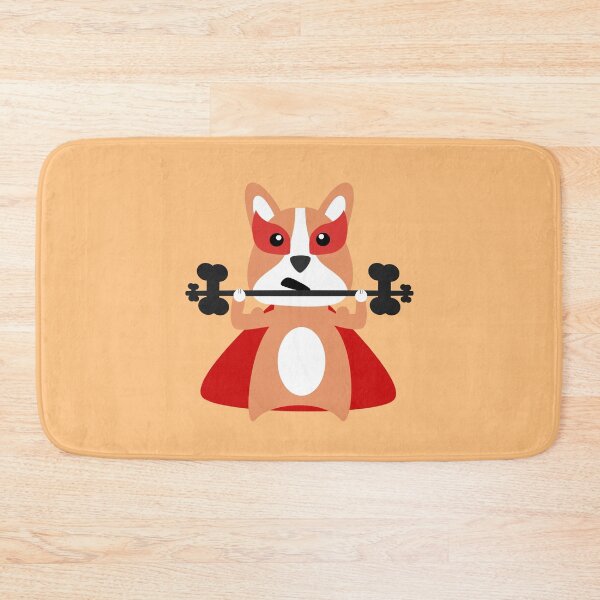 Item preview, Corgi superhero dog weightlifting and working out at the gym designed and sold by Ralph Hossepian.