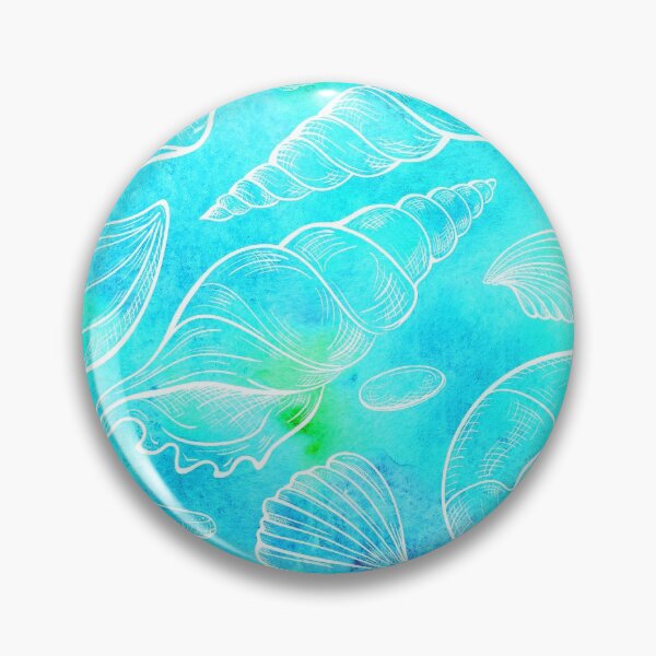Item preview, Aqua Blue and Teal white Seashells Shells Pattern designed and sold by funnytshirtemp.