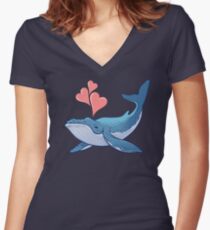 Whale Love! Women's Fitted V-Neck T-Shirt