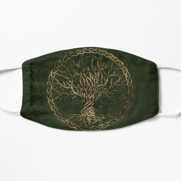 Tree of life -Yggdrasil -green and gold Flat Mask