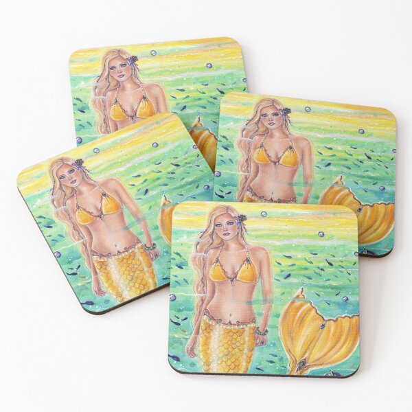 Item preview, Aelia Yellow mermaid art By Renee L. Lavoie designed and sold by Renee Lavoie.