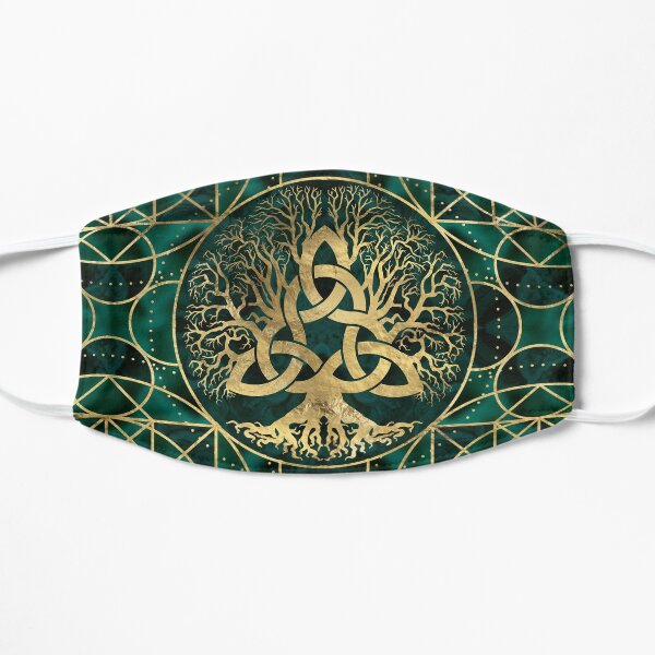 Tree of life with Triquetra Malachite and Gold Flat Mask