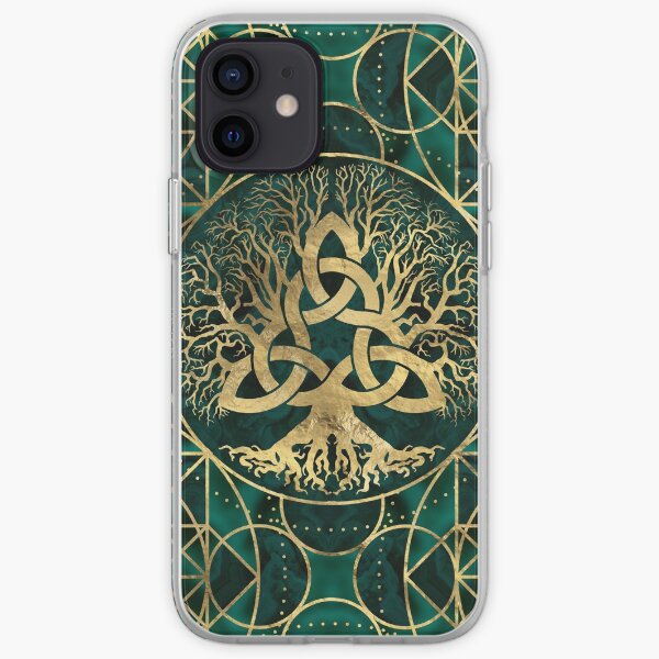 Tree of life with Triquetra Malachite and Gold iPhone Soft Case