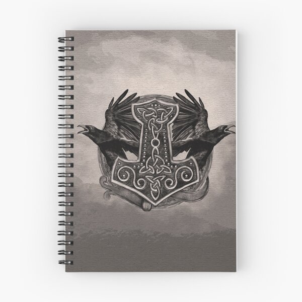 Item preview, Mjolnir The hammer of Thor and ravens designed and sold by Nartissima.