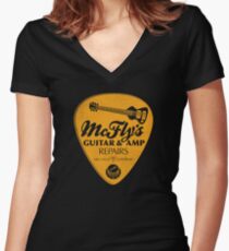 McFly's Repairs - Orange Women's Fitted V-Neck T-Shirt
