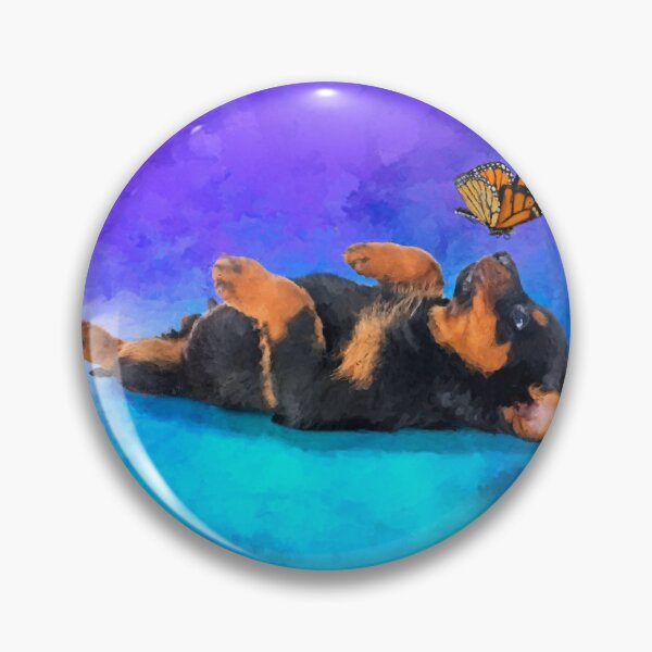 Item preview, Rottweiler  - Metzgerhund Puppy with butterfly designed and sold by k9printart.