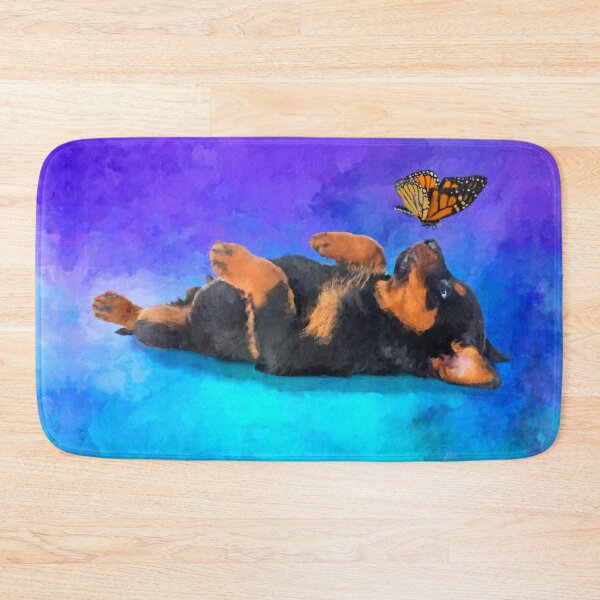 Item preview, Rottweiler  - Metzgerhund Puppy with butterfly designed and sold by k9printart.