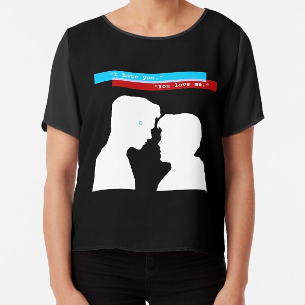 Reed900 - Detroit Evolution - "I Hate You/You Love Me" Design Silhouette Chiffon Top
