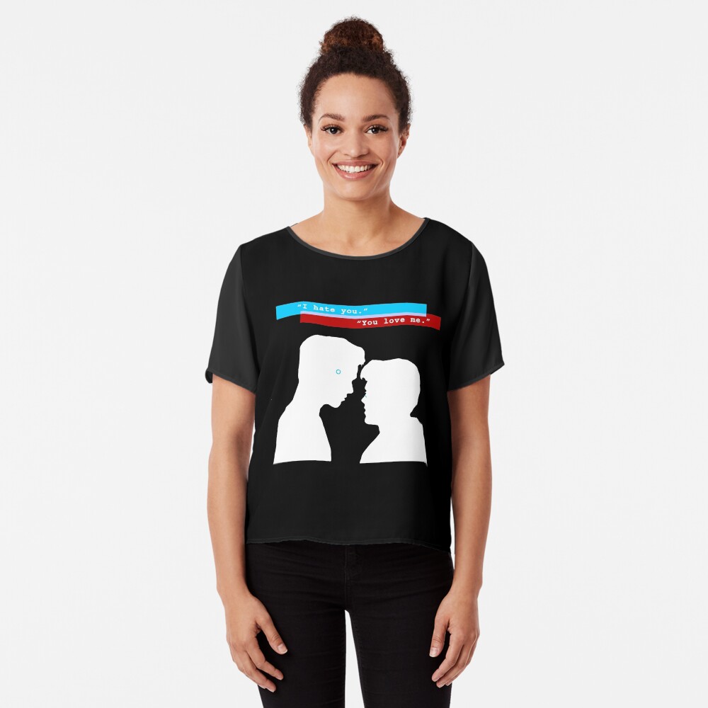 Reed900 - Detroit Evolution - "I Hate You/You Love Me" Design Silhouette Chiffon Top