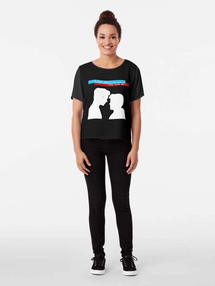Alternate view of Reed900 - Detroit Evolution - "I Hate You/You Love Me" Design Silhouette Chiffon Top