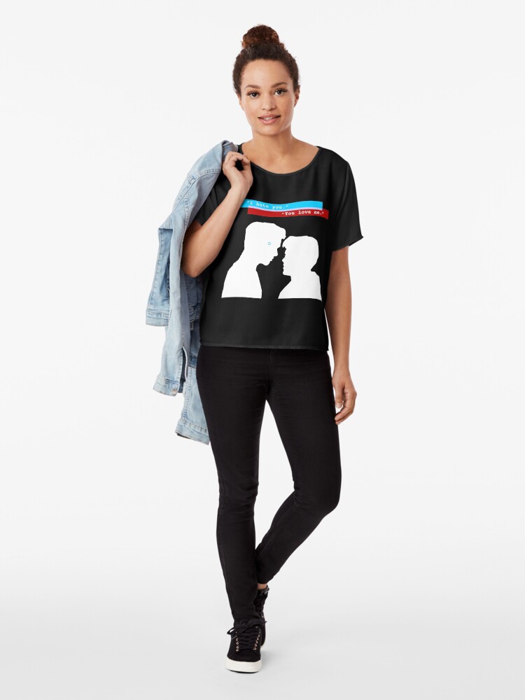 Alternate view of Reed900 - Detroit Evolution - "I Hate You/You Love Me" Design Silhouette Chiffon Top