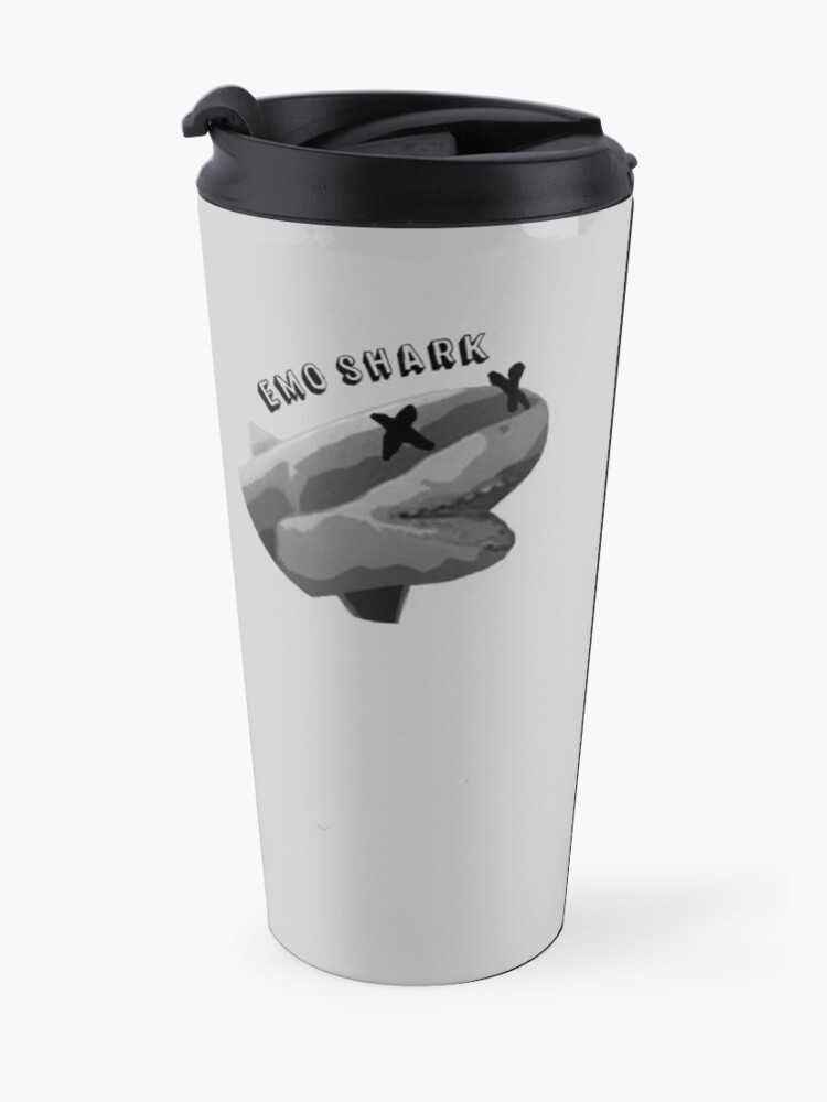 Alternate view of Emo Shark - Sharktreuse - Buttons, Bottles, Socks Travel Mug