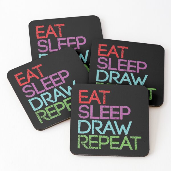 Item preview, EAT SLEEP DRAW REPEAT distressed vintage artist slogan text design designed and sold by MacPean.