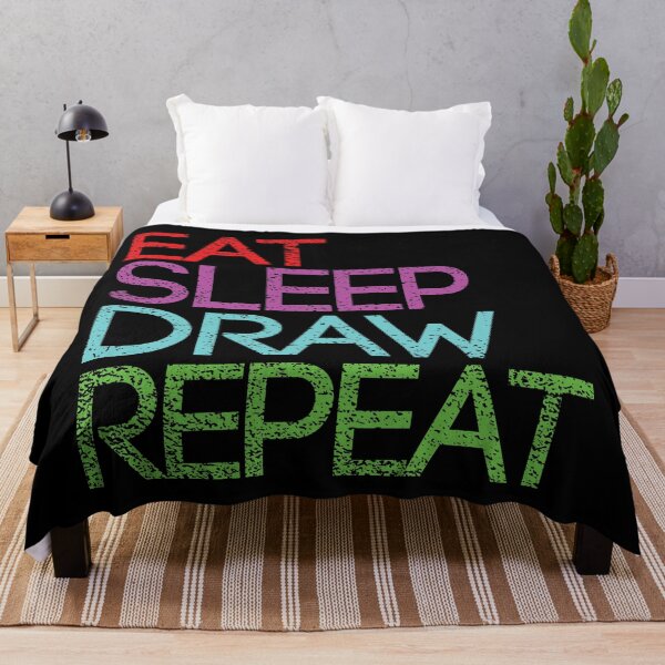 Item preview, EAT SLEEP DRAW REPEAT distressed vintage artist slogan text design designed and sold by MacPean.