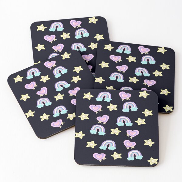 Item preview, Hearts Rainbows and Stars in Pastel Shades designed and sold by madtoyman.