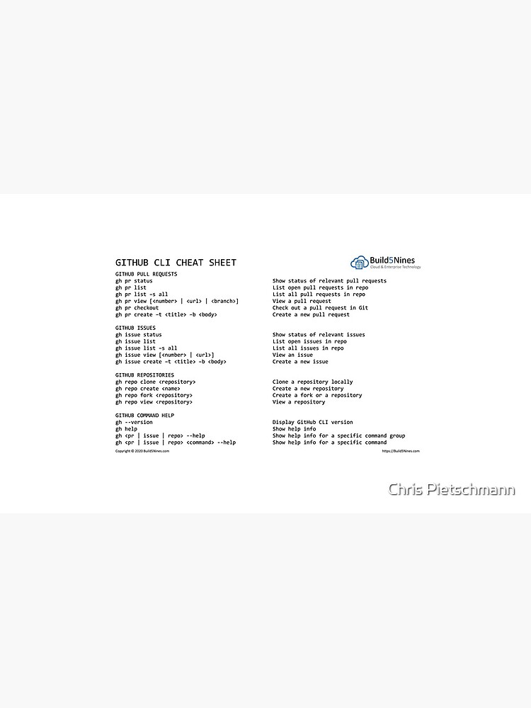 GitHub CLI Cheat Sheet from Build5Nines.com by BuildAzure