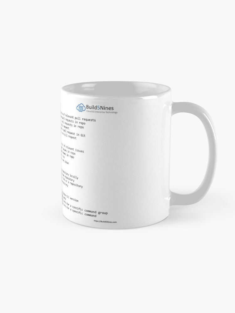 Alternate view of GitHub CLI Cheat Sheet from Build5Nines.com Mug