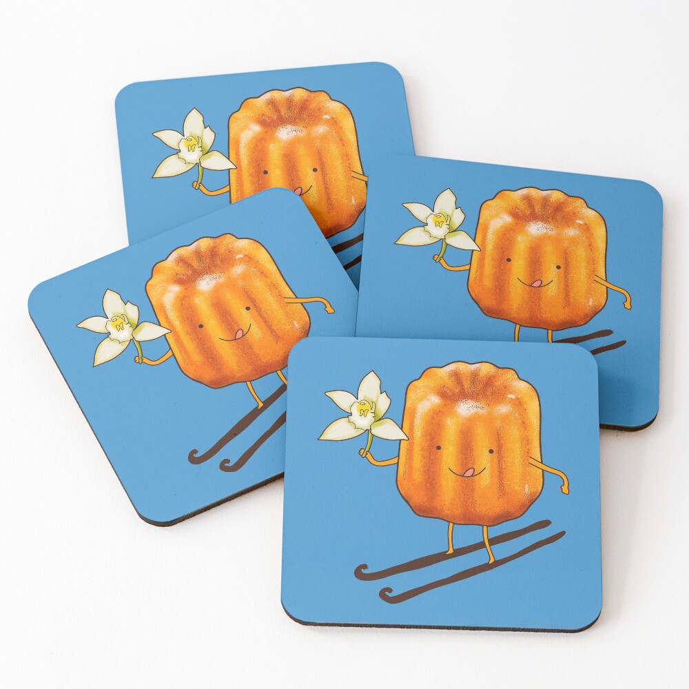 Cute canelé and vanilla Coasters (Set of 4)
