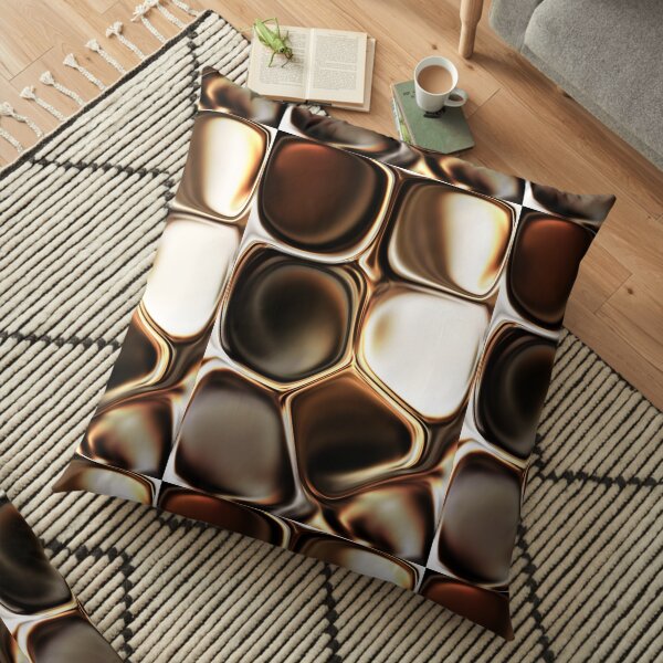Stylish Chocolate Cream Brown Asymmetric Abstract Floor Pillow