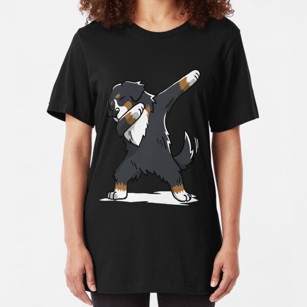 Funny Dabbing Bernese Mountain Dog Slim Fit T-Shirt