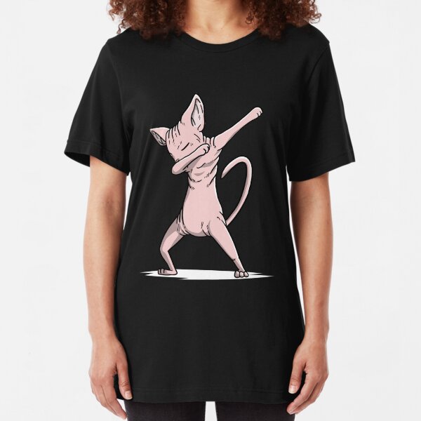 Divertido Dabbing Sphynx Cat Camiseta ajustada