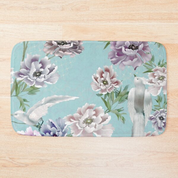 Item preview, Robin's Egg Blue Peonies and Royal Birds Chinoiserie designed and sold by SandAndChi.