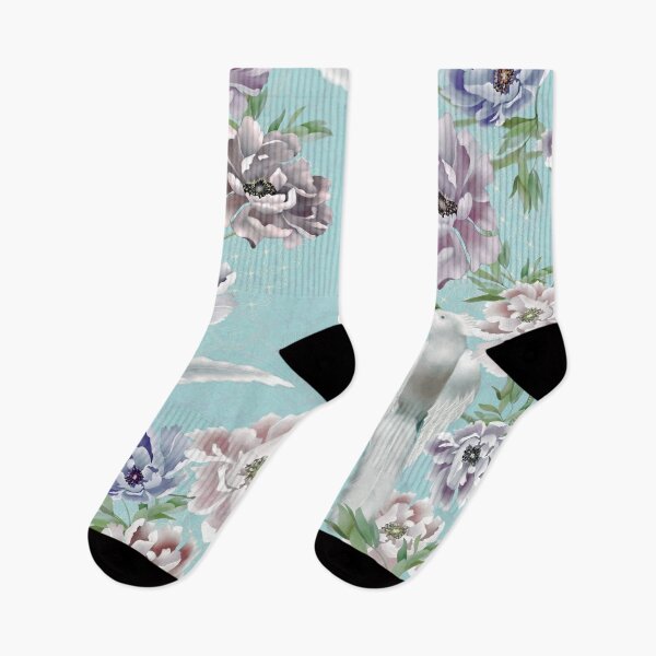 Item preview, Robin's Egg Blue Peonies and Royal Birds Chinoiserie designed and sold by SandAndChi.