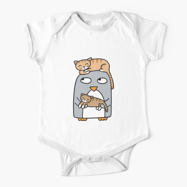 Crazy cat penguin Short Sleeve Baby One-Piece