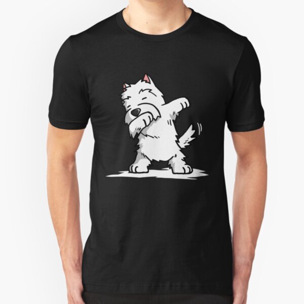 Funny Dabbing West Highland White Terrier Dog Slim Fit T-Shirt
