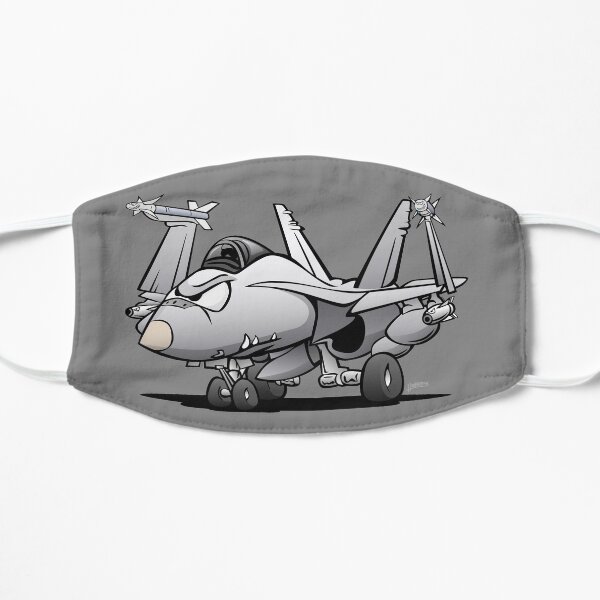 Military Naval Fighter Jet Airplane Cartoon Flat Mask